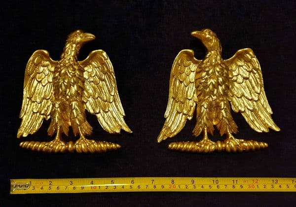 PAIR EMPIRE EAGLES WALL MOULDING ONLAY APPLIQUE (No134)