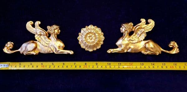 SMALL PAIR EMPIRE SPHINX GRIFFIN WALL MOULDING ONLAY APPLIQUE (No5)