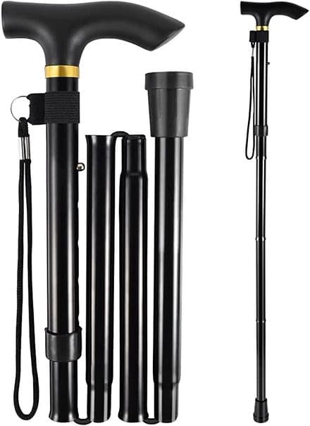 ALUMINIUM FOLDING WALKING STICK Black