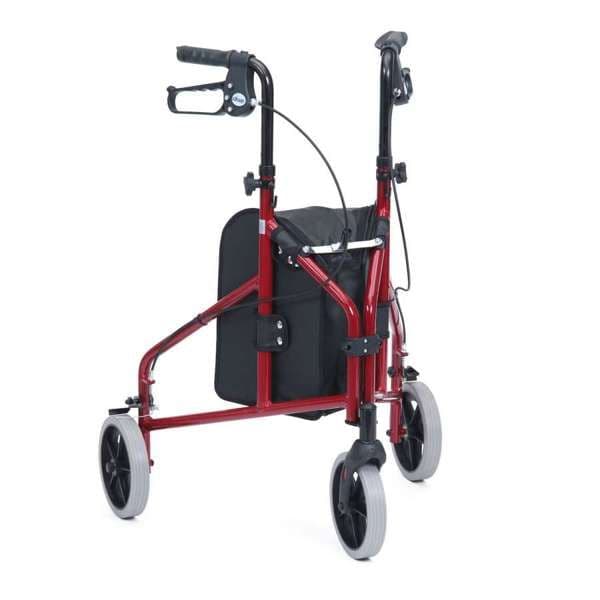Aluminium Tri Walker with Bag - Red
