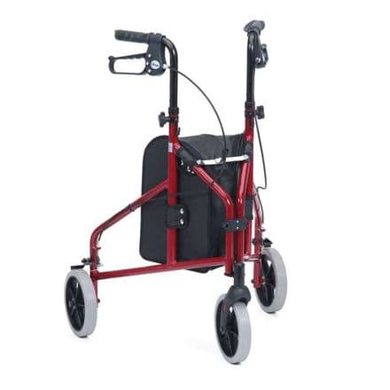 Aluminium Tri Walker with Bag - Red