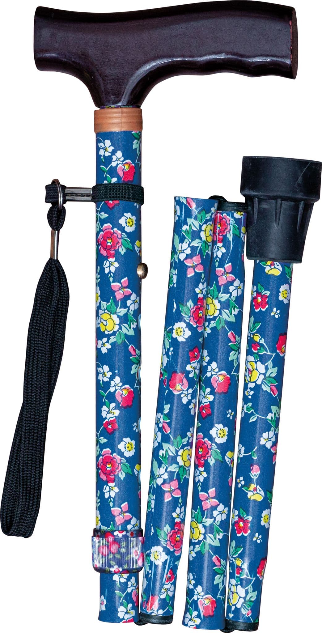 FOLDING WALKING CANE WITH STRAP