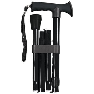 Gel Handled Folding Walking Stick Black
