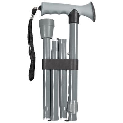 Gel Handled Folding Walking Stick Grey