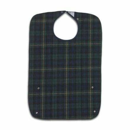 Heavy Duty Adult Bib with crumb catcher Large Tartan