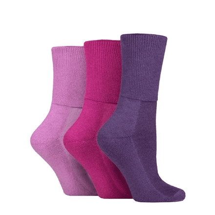 Iomi Bamboo Cushioned Diabetic Socks 3 Pairs - Size 4–8 (Blackberry Mix)