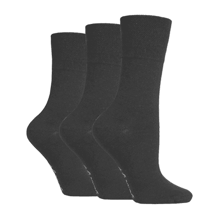 Iomi Ladies Gentle Grip Socks 3 Pairs - Size 4-8 (Charcoal)