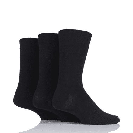 Iomi Mens Gentle Grip Socks 3 Pairs - Size 6-11 (Black)