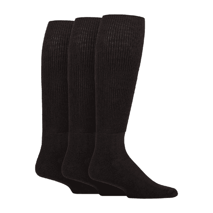 Iomi Unisex Diabetic Knee High Bamboo Blend Socks 3 Pairs - Size 4-7 (Black)