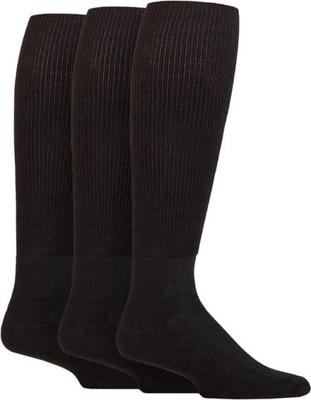 LADIES 3 PR IOMI FOOTNURSE CUSHION FOOT BAMBOO DIABETIC KNEE HIGH SOCKS 4-7 BLACK