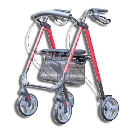 Lightweight 4-Wheeled Rollator - Red