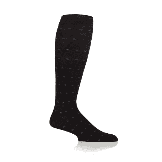 MENS 1 PR IOMI FOOTNURSE JACQUARD FLIGHT SOCKS 9-11 BLACK WITH BLUE/CHARCOAL SQUARES