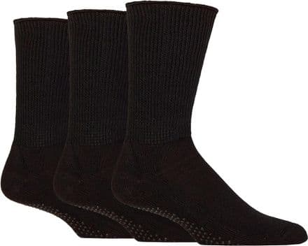 Mens Diabetic Slipper Socks 3 Pair Pack Size 6-8½ Black
