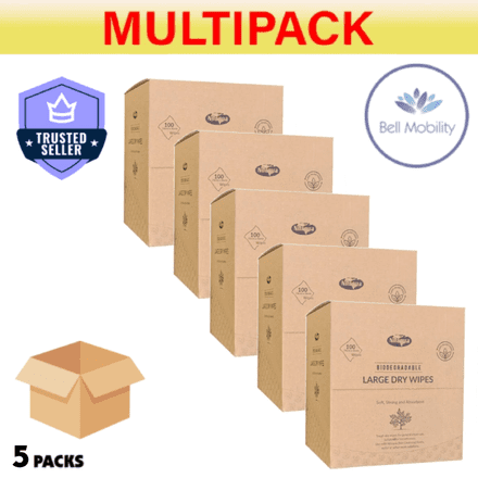 Multipack 5x Nilaqua Plastic Free Large Dry Wipes (100pk)