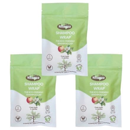 Nilaqua 100% Biodegradable Shampoo Wrap – Apple & Jasmine Triple Pack | Rinse-Fre...