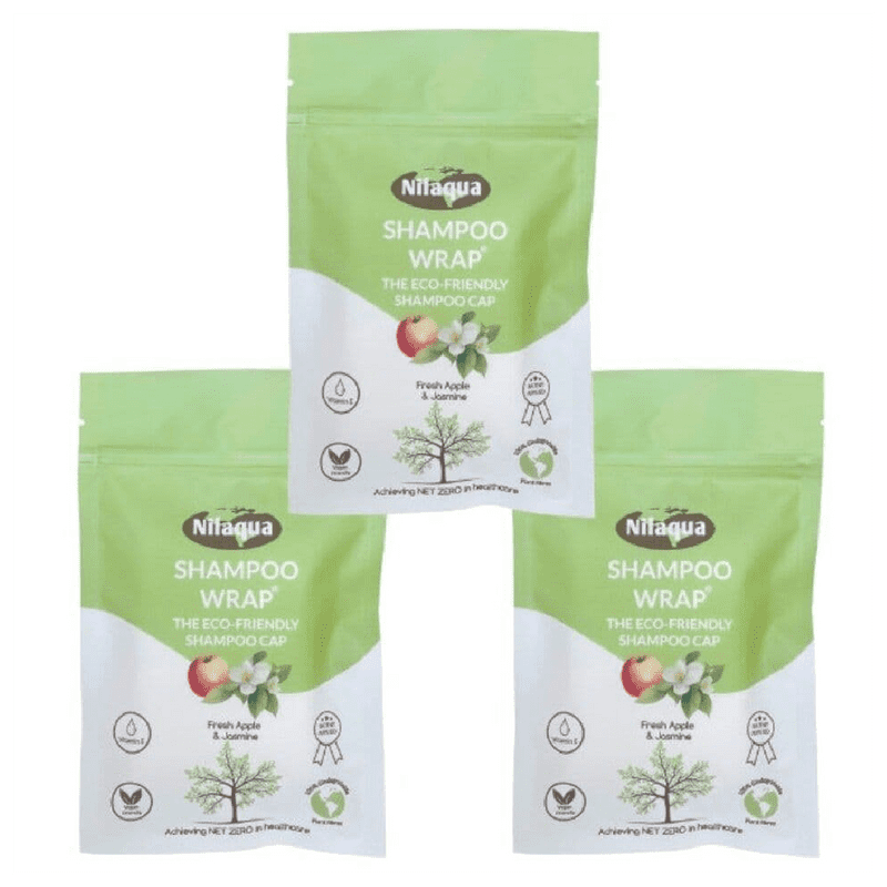 Nilaqua 100% Biodegradable Shampoo Wrap – Apple & Jasmine Triple Pack | Rinse-Fre...