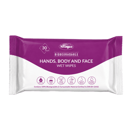 Nilaqua Hands, Body & Face Wet Wipes (30 Pack)