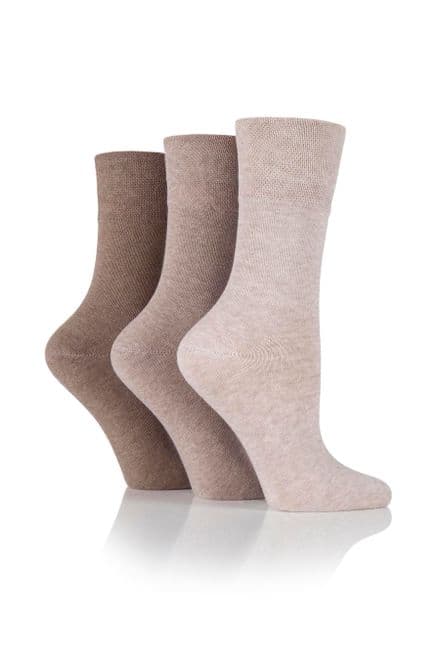 SOCKSHOP Iomi Footnurse Ladies 4-8 Natural Gentle Grip Diabetic Cotton Rich Socks P...