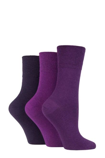 SOCKSHOP Iomi Footnurse Ladies Purple Mix 4-8 Gentle Grip Diabetic Cotton Rich Sock...