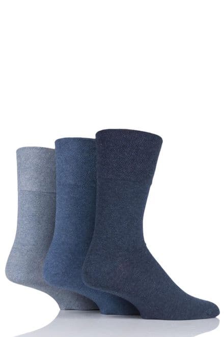 SOCKSHOP Iomi Footnurse Men's Blue 12-14 Gentle Grip Diabetic Socks Plain Cotton 3 ...
