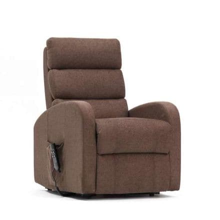 Three Pillow Back Dual Riser Recliner - Brown Fabric