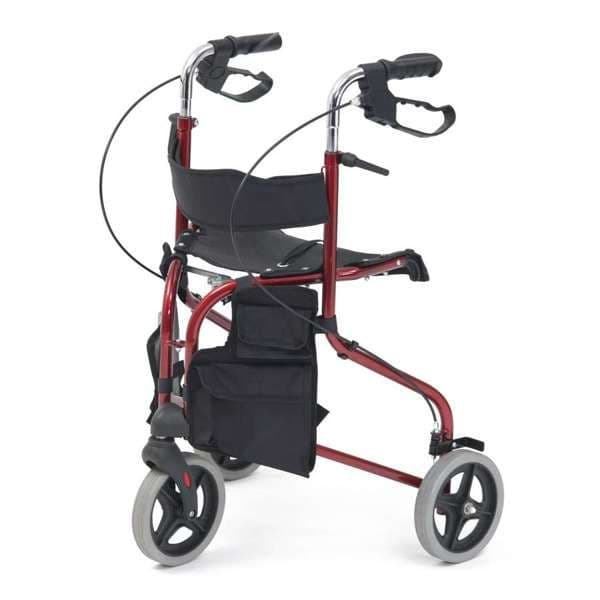 Tri-Walker with Seat – Lightweight & Foldable 3-Wheel Walker in Red