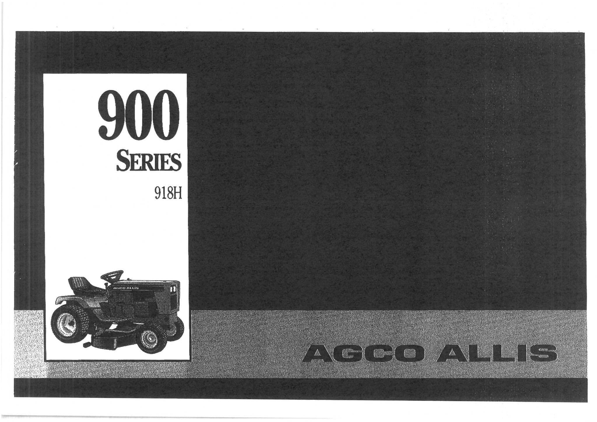 Agco Allis Ride On Mower 918H Operators Manual