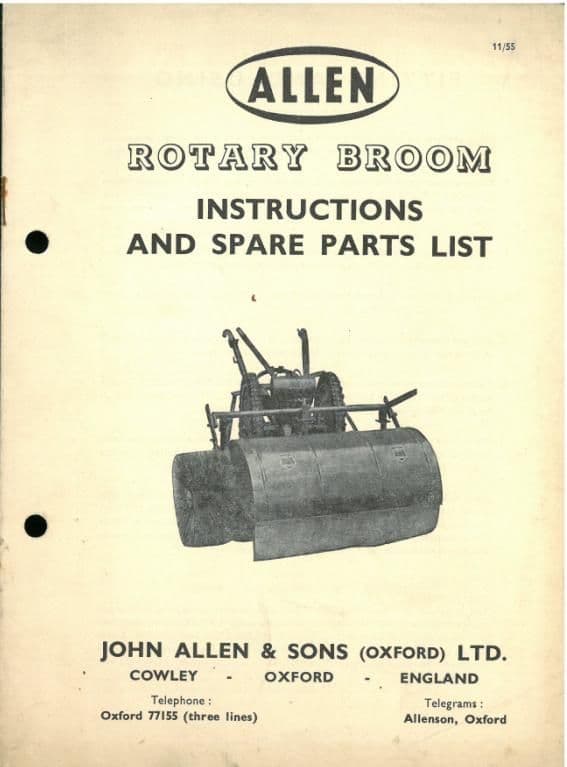 Allen Scythe Rotary Broom Operators Manual with Parts List