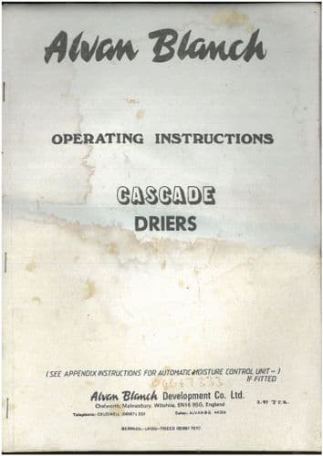 Alvan Blanch Cascade Driers Operators Manual