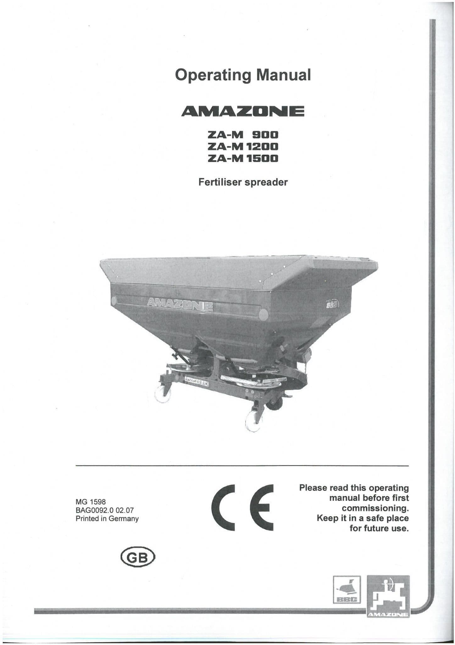 Amazone ZAM 900 1200 1500 Operators Manual