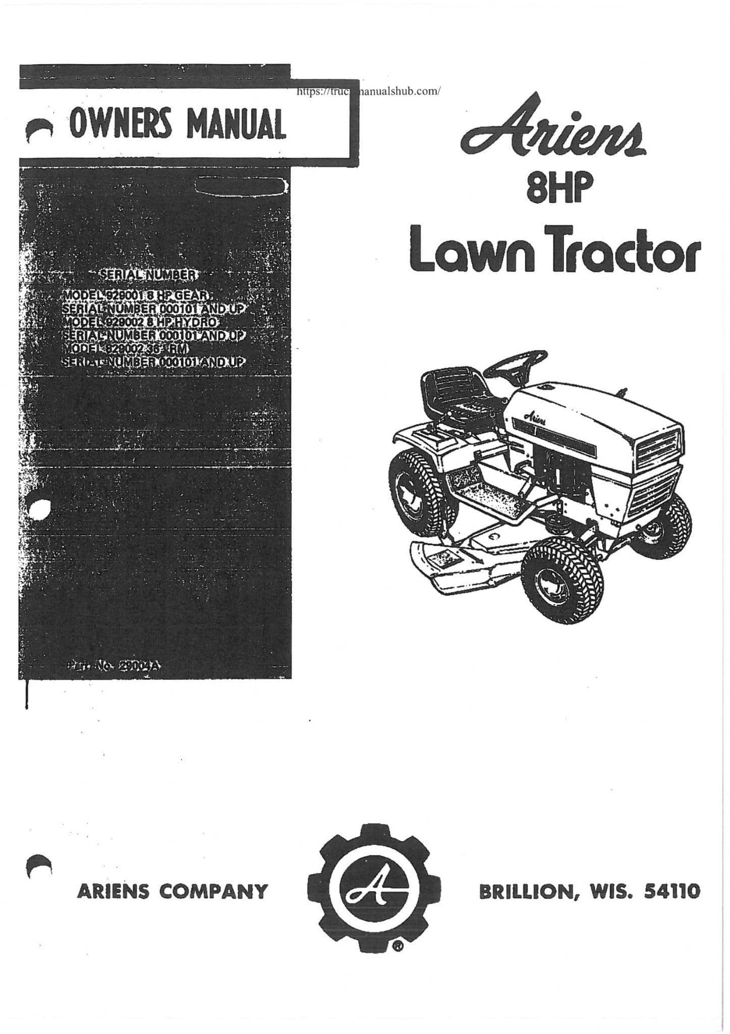 Ariens Lawn Tractor 8HP Operators Manual