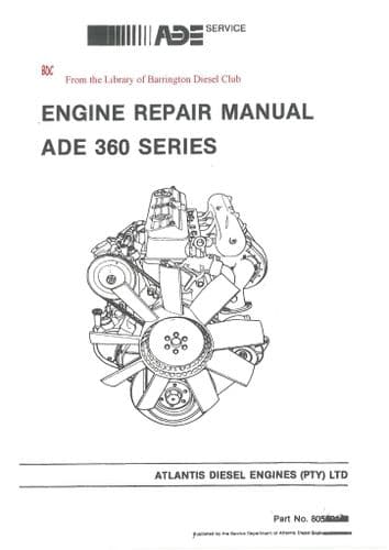 Atlantis Diesel Engine ADE364 ADE366 Workshop Service Manual - Mercedes OM364 OM366 Made Under Licen