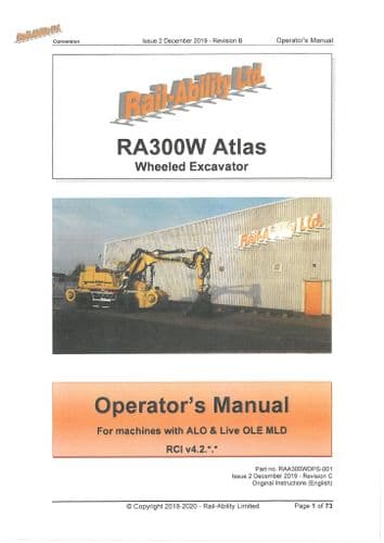 Atlas Wheeled Excavator RA300W Operators Manual