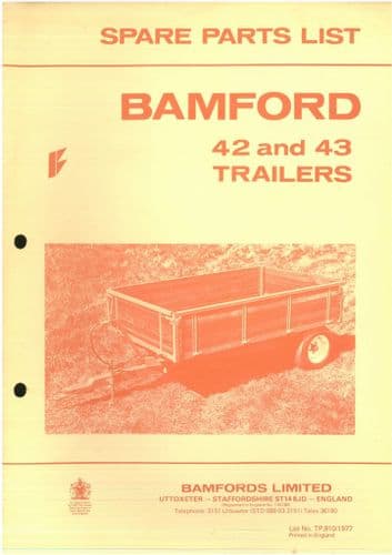 Bamfords Trailers 42 & 43 Parts Manual