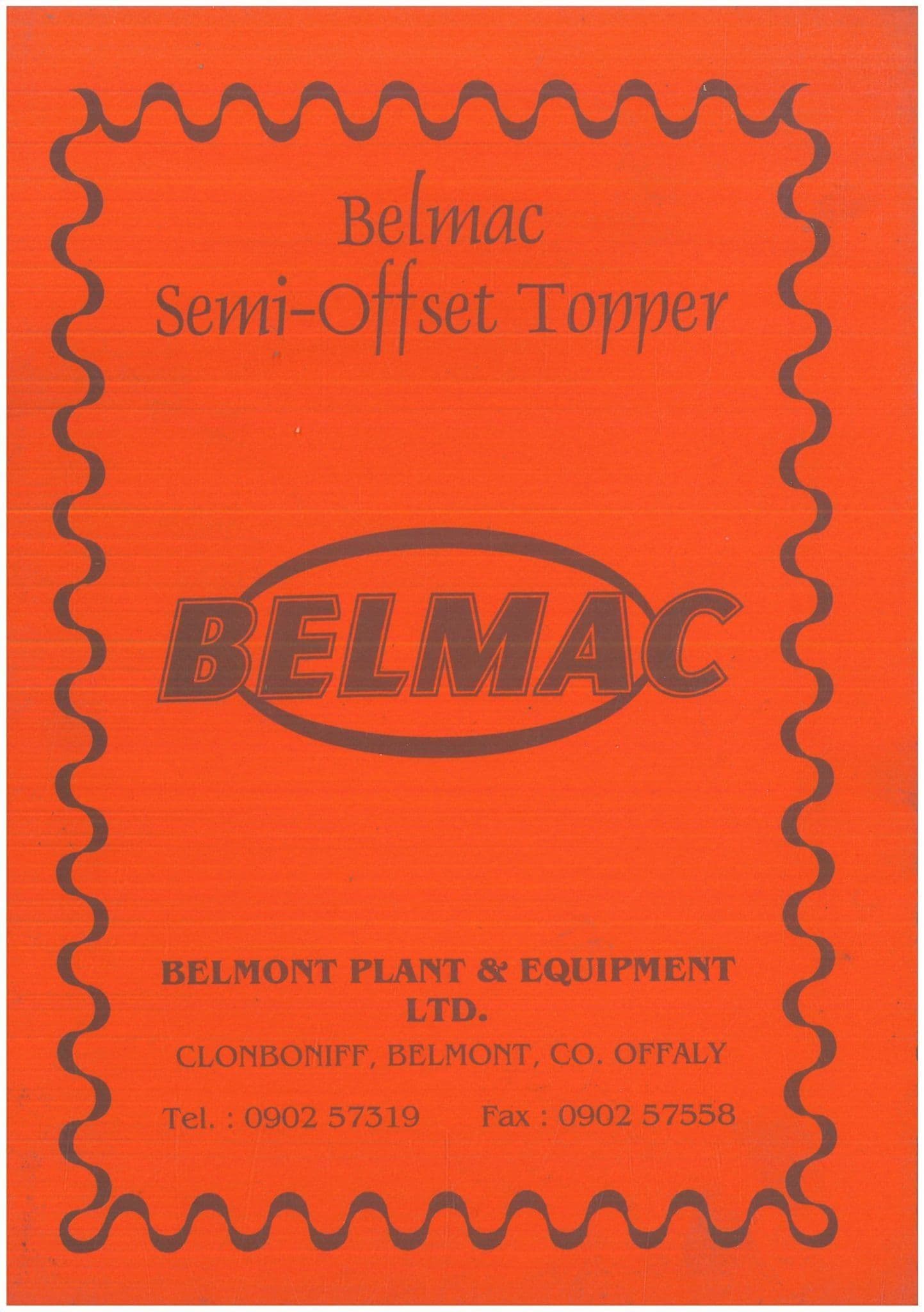 Belmac Engineering Belmac Semi Offset Topper Operators and Parts Manual