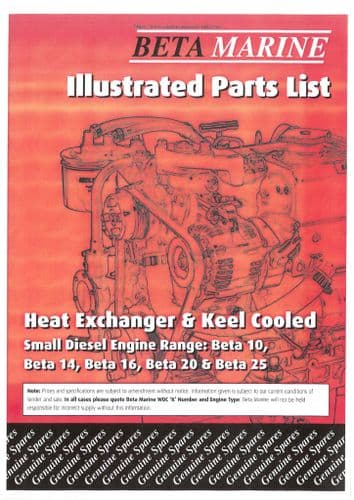Beta Marine Small Diesel Engine BETA 10 14 16 20 25 Parts Manual