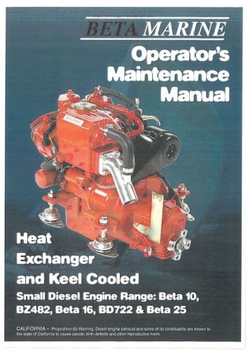 Beta Marine Small Diesel Engine BETA Beta 10 BZ482 16 BD722 25 Operators Manual
