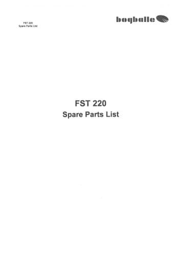 Bogballe Fertiliser Spreader FST220 Parts Manual
