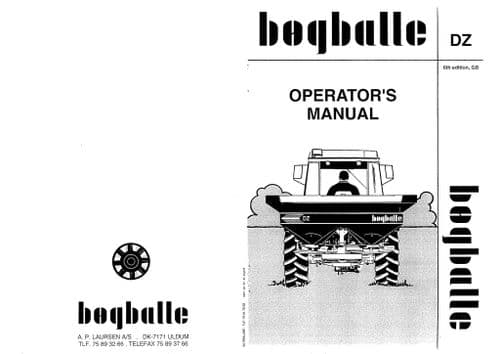 Bogballe Fertiliser Spreader Model DZ Operators  Manual