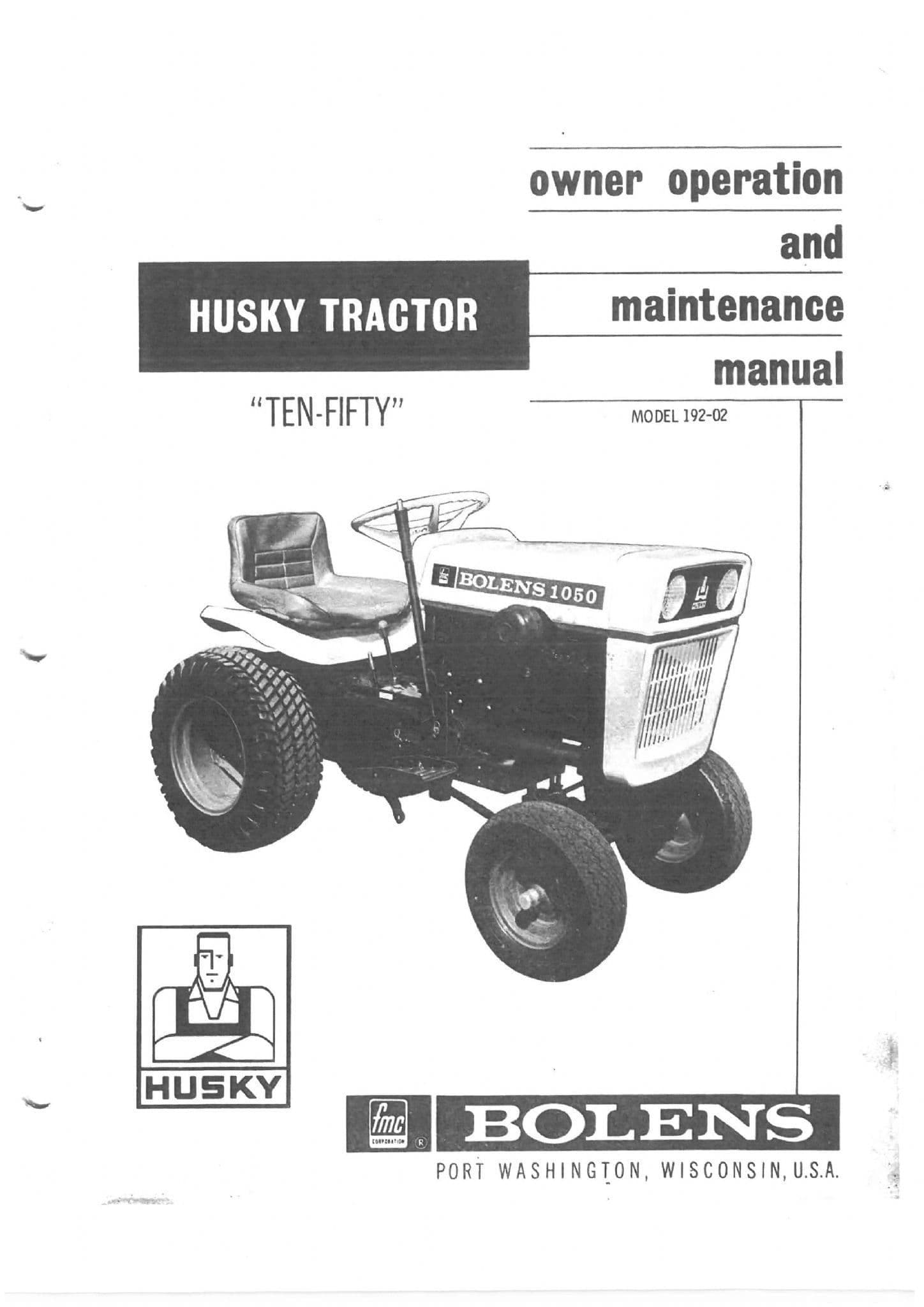 Bolens Husky Tractor 1050 Operators Manual
