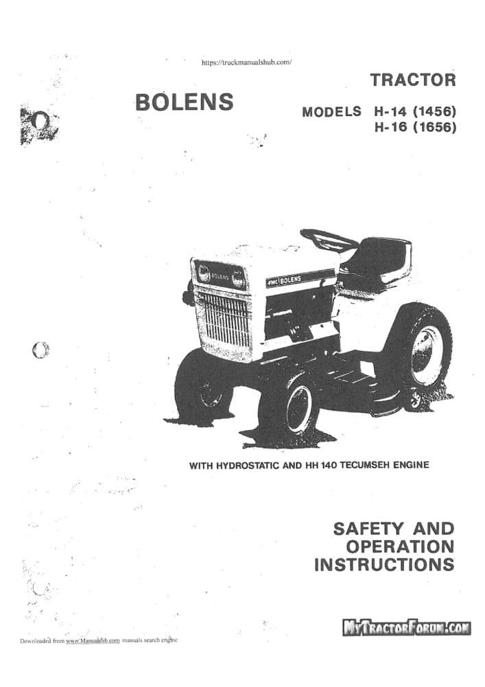 Bolens Lawn Tractor H14 H16 Operators Manual