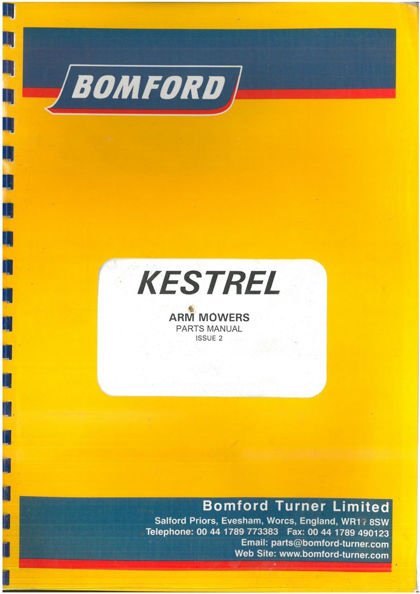 Bomford Kestrel Arm Mowers Hedgetrimmer Issue 2 Parts Manual