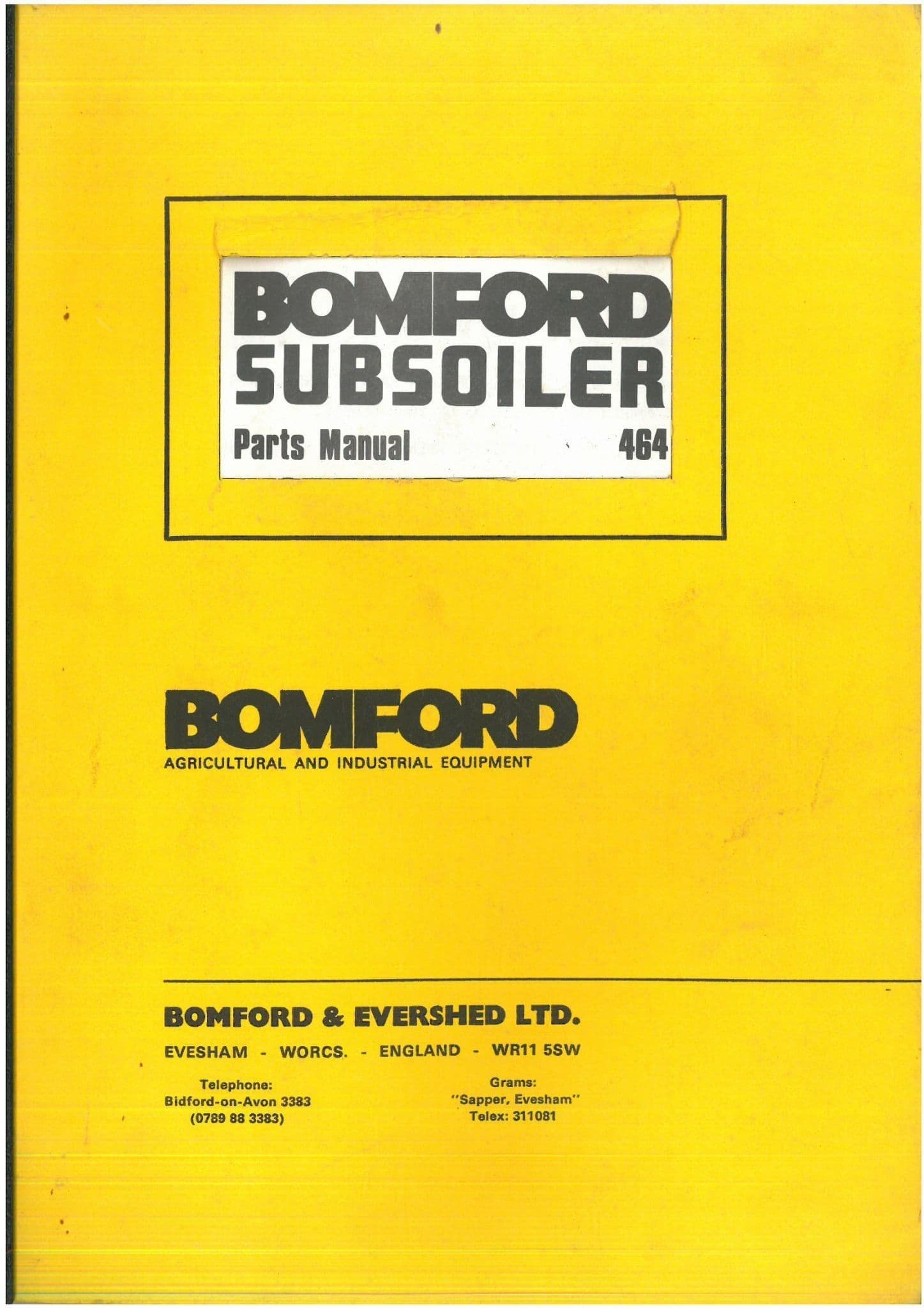 Bomford Subsoiler 464 SSP SSF SSS Parts Manual