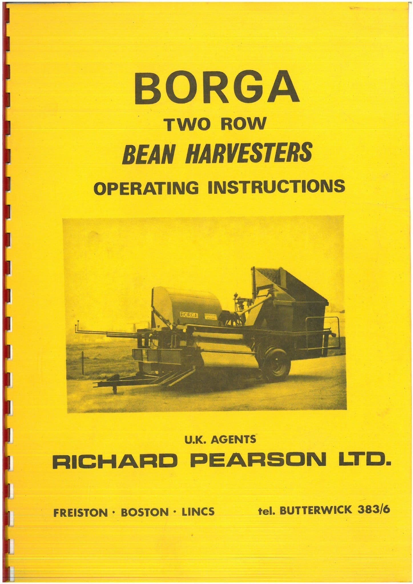 Borga Two Row Bean Harvester Operators Manual