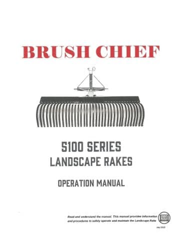 Brush Chief Landscape Rake 5104 5105 5106 5107 5108 Operators Manual