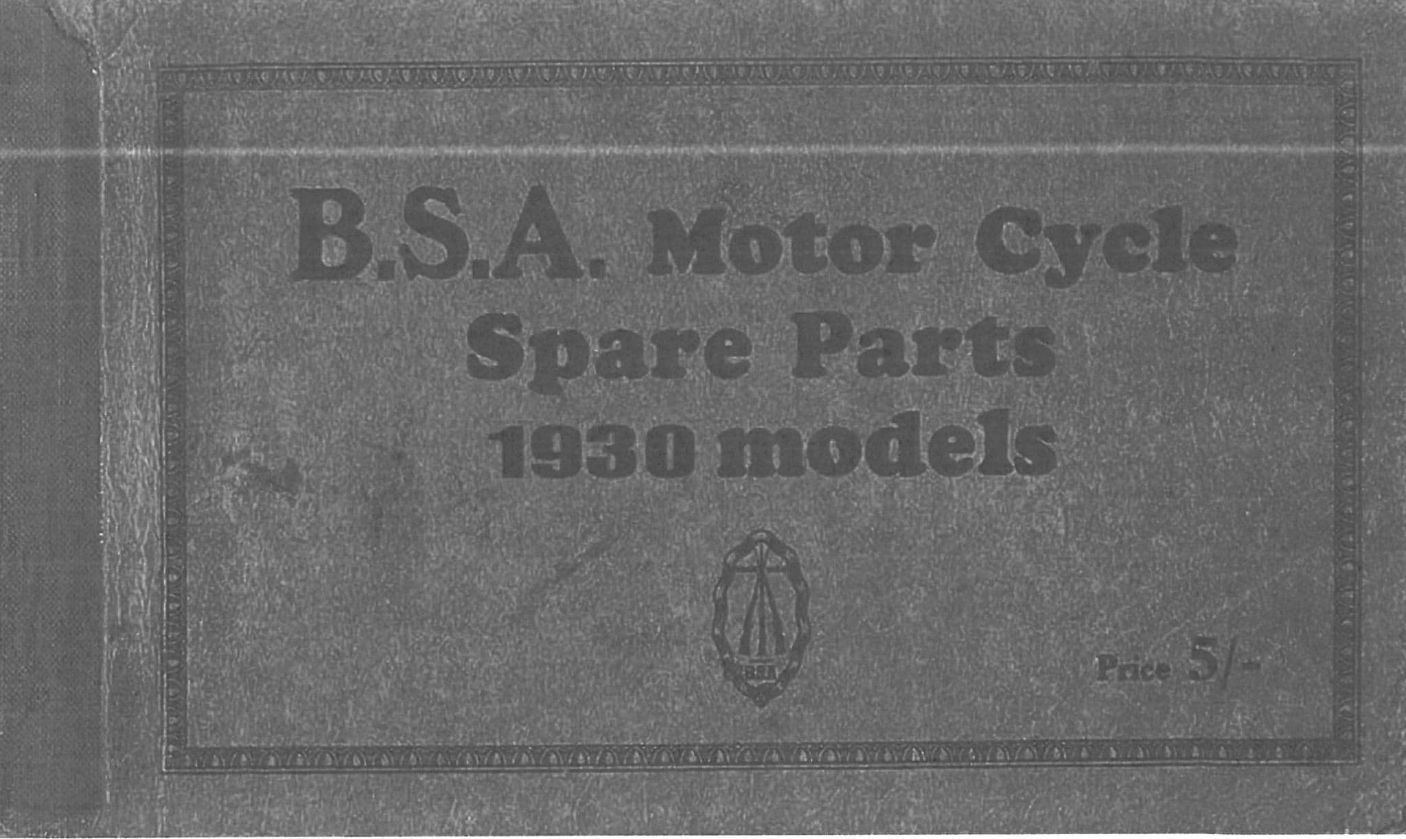 BSA Engine 1930 Parts Manual