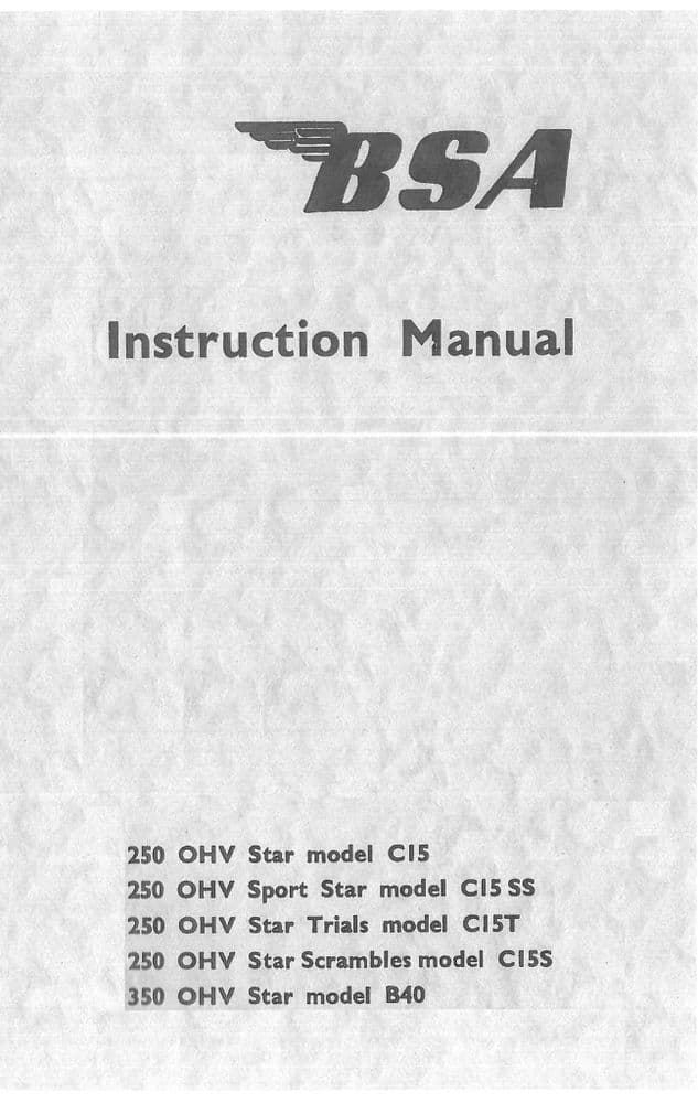 BSA Engine C15 C15SS C15T B40 OHV 250cc 350cc Star Sport Star Trials ...