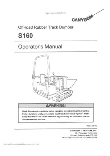 Canycom Off Road Rubber Track Dumper S160 Operators Manual
