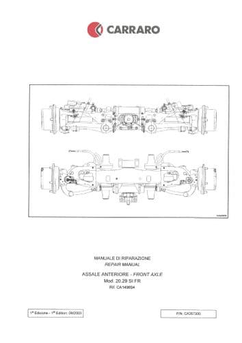 Carraro Front Axle Model 20 29 SI FR Workshop Service Manual