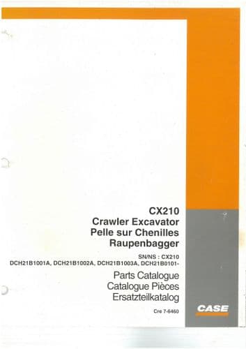 Case Crawler Excavator CX210 Parts Manual - CX 210
